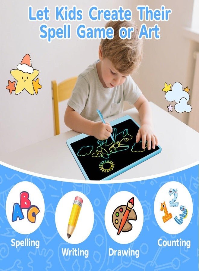 Electight 12 inch LCD Writing Tablet for Kids, Colorful Doodle Boards, Eye Protection Electronic Drawing Pads with Lock & Erase FUNC, Educational Toys for Boys and Girls 3-8 Years Old (Blue) - Image 2